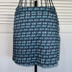 French Connection Blue and Brown Abstract Pattern Mini Skirt Size 9/10💙LIKE NEW